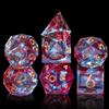 AUSTOR 7-Die DND Dice Set Handmade Sharp Edge Polyhedral Dice for Dungeons and Dragons D&D RPG MTG Table Games (Blue & Red, Copper) view 2