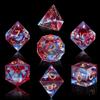AUSTOR 7-Die DND Dice Set Handmade Sharp Edge Polyhedral Dice for Dungeons and Dragons D&D RPG MTG Table Games (Blue & Red, Copper) view 3