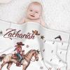 Personalized Baby Milestone Blanket for Boys Custom Name Cowboy Newborn Blanket, Monthly Baby Growth Tracker, Ideal Gift for Baby Shower view 2
