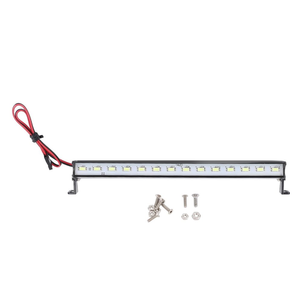 RC Car LED Light Bar Premium Aluminum Alloy High Brightness LED Strip Lamp Universal 14 LED Roof Light for Axial Scx6 Model Car 180mm