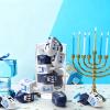 Jenaai 50 Pieces Rosh Hashana Wooden Dreidel White Blue Natural Wood Dreidels for Purim Passover Hanukkah Party Decorations Projects Crafts Family Fun (2.8 Inch) view 2