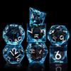 AUSTOR Liquid Core DND Dice Set, 7-Die Sharp Edge Polyhedral Dice Quicksand Handmade Resin Dices for Dungeons and Dragons RPG MTG Table Games, Blue & Black, Silver view 2