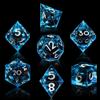 AUSTOR Liquid Core DND Dice Set, 7-Die Sharp Edge Polyhedral Dice Quicksand Handmade Resin Dices for Dungeons and Dragons RPG MTG Table Games, Blue & Black, Silver view 3