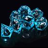 AUSTOR Liquid Core DND Dice Set, 7-Die Sharp Edge Polyhedral Dice Quicksand Handmade Resin Dices for Dungeons and Dragons RPG MTG Table Games, Blue & Black, Silver view 4