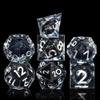 AUSTOR Liquid Core DND Dice Set, 7-Die Sharp Edge Polyhedral Dice Quicksand Handmade Resin Dices for Dungeons and Dragons RPG MTG Table Games, Black & Black, Silver view 2