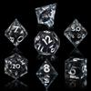 AUSTOR Liquid Core DND Dice Set, 7-Die Sharp Edge Polyhedral Dice Quicksand Handmade Resin Dices for Dungeons and Dragons RPG MTG Table Games, Black & Black, Silver view 3