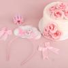 3rd Birthday Headband, Pink Glitter Three Birthday Crown for Girls Sparkling Pearl Headdress Party Celebration Outfit Decoration Accessory for Girl Toddler 3 Year Old view 3