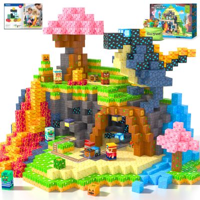 Soyee Magnetic Blocks 150 PCS Building Toys for Ages 4-8 9-12 3-5 Forest & Mine Theme Magnet Building Cubes STEM Sensory Toys for Kids for Boys & Girls