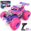 Meislane Remote Control Car, All Terrain RC Cars with Speed Switch RC Truck with LED Headlight and Rechargeable Batteries, 20KM/H Monster Truck Toys Gift for Girls Age 6-8 8-12, Pink view 1