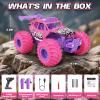Meislane Remote Control Car, All Terrain RC Cars with Speed Switch RC Truck with LED Headlight and Rechargeable Batteries, 20KM/H Monster Truck Toys Gift for Girls Age 6-8 8-12, Pink view 2