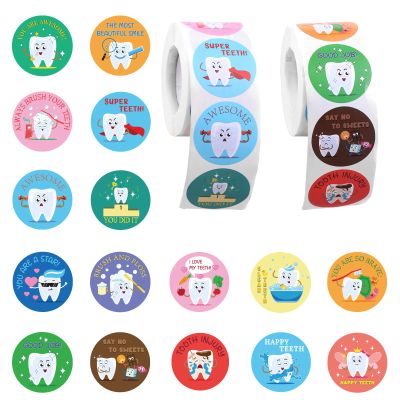 1000pcs Dental Stickers, 1.5in Round Cute Dentist Decals Tooth Fairy Stickers Reward Prize for Kids Fun Dental Decorations for Notebook Laptop Water Bottle (Style 1)
