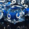 AUSTOR Liquid Core DND Dice Set, 7-Die Sharp Edge Polyhedral Dice Quicksand Handmade Resin Dices for Dungeons and Dragons RPG MTG Table Games, Black & Blue, Silver view 1