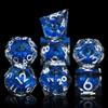 AUSTOR Liquid Core DND Dice Set, 7-Die Sharp Edge Polyhedral Dice Quicksand Handmade Resin Dices for Dungeons and Dragons RPG MTG Table Games, Black & Blue, Silver view 2