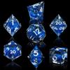 AUSTOR Liquid Core DND Dice Set, 7-Die Sharp Edge Polyhedral Dice Quicksand Handmade Resin Dices for Dungeons and Dragons RPG MTG Table Games, Black & Blue, Silver view 3