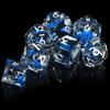 AUSTOR Liquid Core DND Dice Set, 7-Die Sharp Edge Polyhedral Dice Quicksand Handmade Resin Dices for Dungeons and Dragons RPG MTG Table Games, Black & Blue, Silver view 4