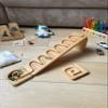 Wooden Marble Run Track Waterfall Race Machine Set Wooden Maze Board Ball Run Montessori Gift for Kids Wave Course Winding Track Toy view 3