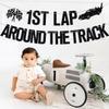 1st Lap Around the Track Banner for Boy Girl, Racing Car Theme Birthday Bunting Sign for One Year Old, First Birthday Party Decorations Supplies view 4