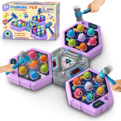 Whack Mole Game for Toddlers, Toys for 3-12 Year Old Girls Boys, Interactive Educational Multiplayer Toys with 3 Modes & 3 Hammers, Sound & Light, Birthday Xmas Gifts for 3 4 5 6+ Year Old Girls Boys
