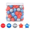GUESVOT Ball Pit Balls Plastic Stars for Ball Pit BPA Free Plastic Balls Crush and Smash Proof Balls 100pcs 2.2" Set for Toddlers for Play Tent Tunnel (Red+Blue+Silver) view 2