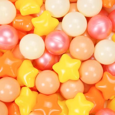 GUESVOT Ball Pit Balls Plastic Stars for Ball Pit BPA Free Plastic Balls Crush and Smash Proof Balls 100pcs 2.2" Set for Toddlers for Play Tent Tunnel (Orange+Yellow+Red)