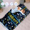 Personalized Girls Nap Mat - Custom Name Toddler Sleeping Bag with Pillow and Blanket for Daycare Preschool, Kids Sleeping Mat for Travel Camping, Easy Carry Roll Up Nap Sack Game Blue view 2
