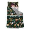 Personalized Girls Nap Mat - Custom Name Toddler Sleeping Bag with Pillow and Blanket for Daycare Preschool, Kids Sleeping Mat for Travel Camping, Easy Carry Roll Up Nap Sack Squirrel Green view 1