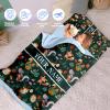 Personalized Girls Nap Mat - Custom Name Toddler Sleeping Bag with Pillow and Blanket for Daycare Preschool, Kids Sleeping Mat for Travel Camping, Easy Carry Roll Up Nap Sack Squirrel Green view 2