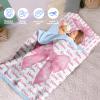 Personalized Girls Nap Mat - Custom Name Toddler Sleeping Bag with Pillow and Blanket for Daycare Preschool, Kids Sleeping Mat for Travel Camping, Easy Carry Roll Up Nap Sack Bow Pink view 2