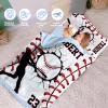 Personalized Girls Nap Mat - Custom Name Toddler Sleeping Bag with Pillow and Blanket for Daycare Preschool, Kids Sleeping Mat for Travel Camping, Easy Carry Roll Up Nap Sack Baseball White view 2