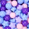 GUESVOT Ball Pit Balls Plastic Stars for Ball Pit BPA Free Plastic Balls Crush and Smash Proof Balls 100pcs 2.2" Set for Toddlers for Play Tent Tunnel (Blue+Purple+Pink) view 1