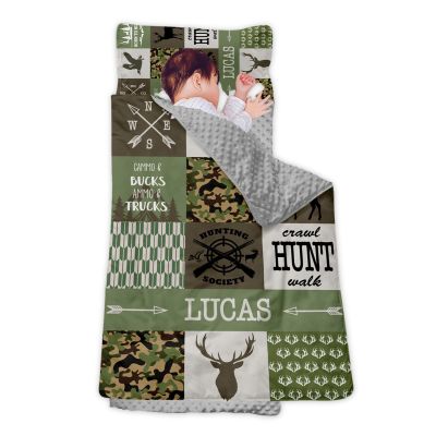 Personalized Girls Nap Mat - Custom Name Toddler Sleeping Bag with Pillow and Blanket for Daycare Preschool, Kids Sleeping Mat for Travel Camping, Easy Carry Roll Up Nap Sack Forest Green