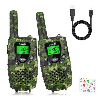 E-WOR Walkie Talkies for Kids, 2Pack 4 Miles Long Range Rechargeable Walkie Talkies 22 Channels with Flashlight Adventure Toys for 3 4 5 6 7 8 9 10 11 12 Year Old Boys Girls, Funny Gifts for Christmas