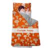 Personalized Girls Nap Mat - Custom Name Toddler Sleeping Bag with Pillow and Blanket for Daycare Preschool, Kids Sleeping Mat for Travel Camping, Easy Carry Roll Up Nap Sack Mushroom Orange view 1