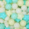 GUESVOT Ball Pit Balls Plastic Stars for Ball Pit BPA Free Plastic Balls Crush and Smash Proof Balls 100pcs 2.2" Set for Toddlers for Play Tent Tunnel (Green+Beige+Yellow) view 1