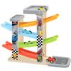 Wooden Car Ramp Toy Set, Montessori Ramp Set Includes 4 Mini Cars and Track Educational Gift for Boys and Girls 3+ Years Old view 1