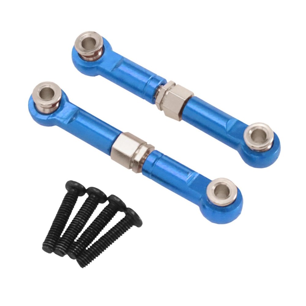 2X 1/14 RC Steering Linkage, Aluminum Alloy Adjustable Tie Rods for 14211 Model RC Hobby Car Parts, Blue