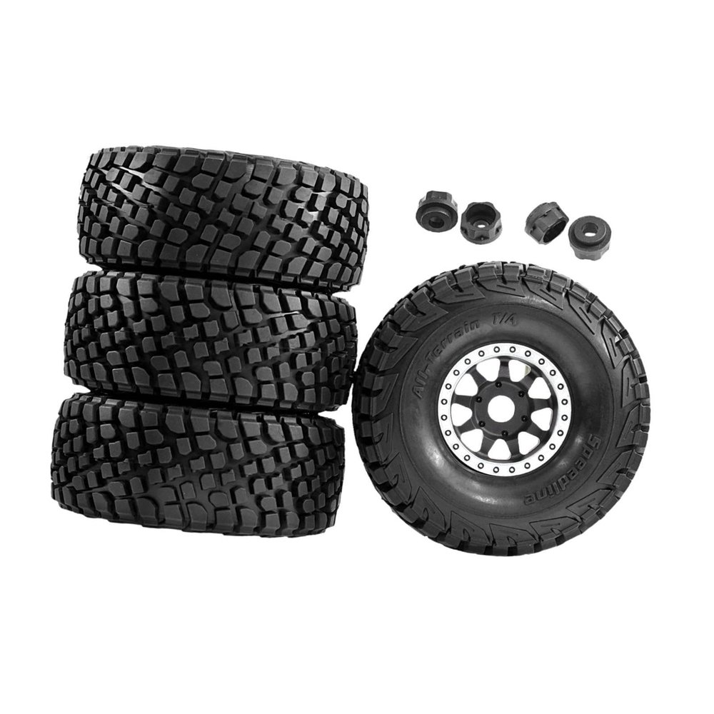 1/7 1/8 Short Cards RC Car Tires RC Vehicle Tires Repair Maintenance Replaces Tyre Remote Control Car Wheel Rims, Silver