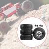 1/7 1/8 Short Cards RC Car Tires RC Vehicle Tires Repair Maintenance Replaces Tyre Remote Control Car Wheel Rims, Silver view 3