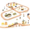 OOOK Multi-Scenario Wooden Train Set,All Wood Accessories Train Set for Toddlers 3 Years Old, Multi-Scenario Train Toy for 3 4 5 Years Old Girls & Boys view 1