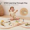 OOOK Multi-Scenario Wooden Train Set,All Wood Accessories Train Set for Toddlers 3 Years Old, Multi-Scenario Train Toy for 3 4 5 Years Old Girls & Boys view 3