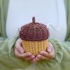 Acorn-Shaped Basket  Miniature Woven Holder, Natural Straw Organizer | Boho-Style Storage Container, Handmade Beach Display Bag, Cute Rustic Bin for Kids Room Shelf Desk Garden Corner, Decorative Bas view 3