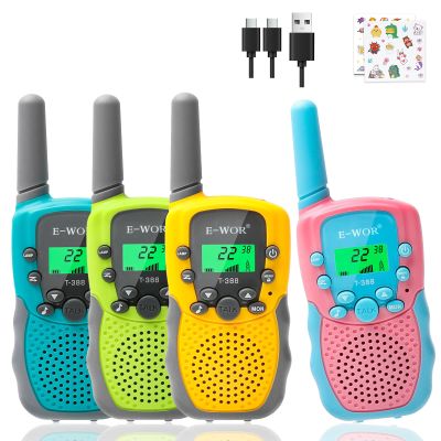 E-WOR Walkie Talkies for Kids, 4 Pack 3KMS Long Range Rechargeable Walkies Talkie Toy with Flashlight Adventure Toys for 3 4 5 6 7 8 9 10 11 12 Year Old Boys Girls, Great for Kids