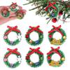 Veemoon 6pcs Mini Christmas Wreaths Decor, Xmas Tree Miniature Craft Wreath Hanging Sisal Silk Wreath Artificial Dollhouse Decor for Xmas Party Dollhouse Embellishments Winter Ornament, 1.5 Inch view 1