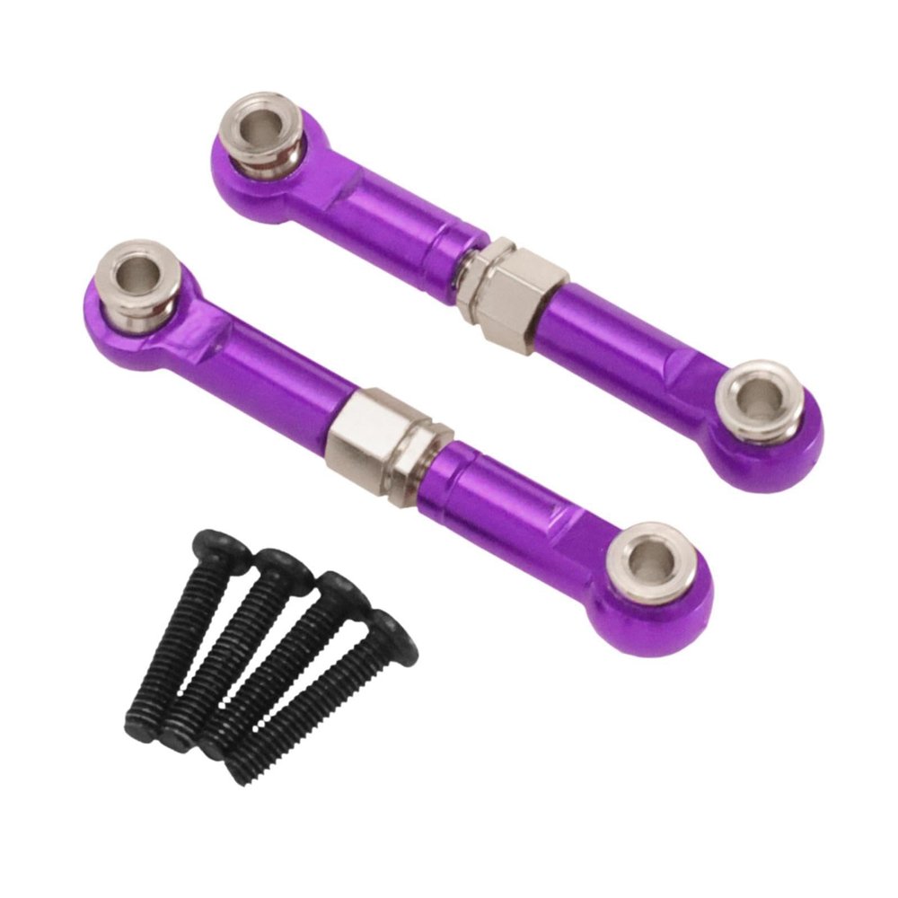 2X 1/14 RC Steering Linkage, Aluminum Alloy Adjustable Tie Rods for 14211 Model RC Hobby Car Parts, Violet