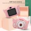 12MP Kids Digital Camera Toy Dual Front Back Cameras, 2.0 IPS Eye Protecting Screen, Unbreakable Silicone Case, Kitty Design with Cartoon Frames for 3 to12 Year Old Child Pink (Pink) view 2