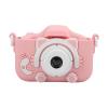 12MP Kids Digital Camera Toy Dual Front Back Cameras, 2.0 IPS Eye Protecting Screen, Unbreakable Silicone Case, Kitty Design with Cartoon Frames for 3 to12 Year Old Child Pink (Pink) view 4