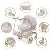 509 Crew: Little Flora - Bella 2-in-1 Doll Pram - Flower-Tan-Pink, Convertible Toy Stroller, Removable Bassinet, Adjustable Handle, Folding, Kid 3+ view 4