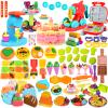 99 PCS 5 in 1 Dough Sets for Kids Ages 3-4-8, Art Crafts Dough Tools Kit, Ice Cream Playset Noodle Hamburger Cake Maker Machine, Dessert Rack, Kitchen Creations Food Play Toys Toddlers Boys Girls view 1