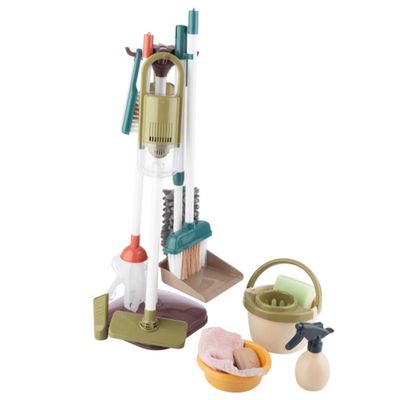 Kids Cleaning Toy Set - 15 Piece Toddler Cleaning Set with Kids Vacuum That Really Works, Broom, Dustpan, Mop, Bucket, Duster, Sponge, and More - Pretend Play Toys for Toddlers 3 and Up by Hey Play