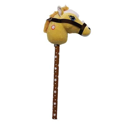TTETTZ Plush Stick Horse, Hobby Horse Riding Toy, with Sounds Stick Horse Riding Toy, Music Stick Animal for Boys, Light Brown A